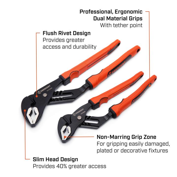 Crescent 2 Piece Grip Zone™ V-Jaw Plier Set: 10 & 12